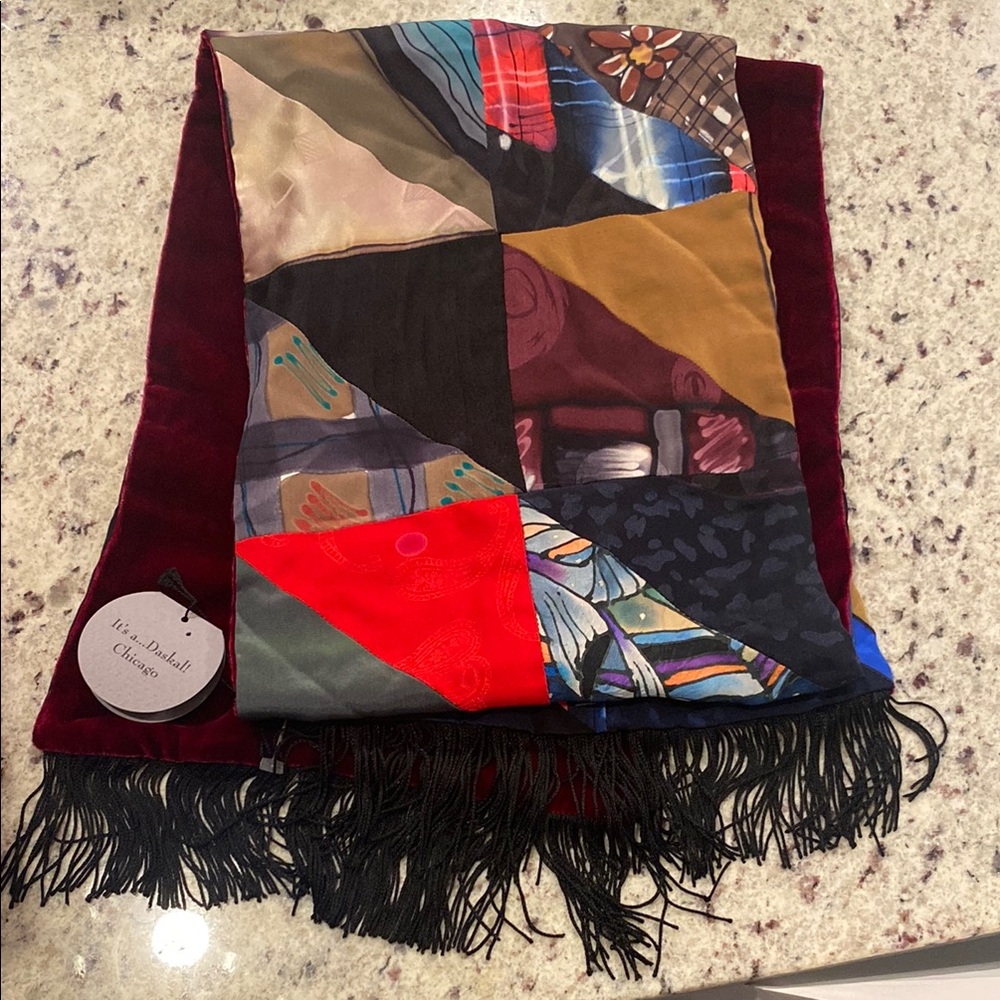 NWT Hand painted silk Robert Daskal Colorful Scarf